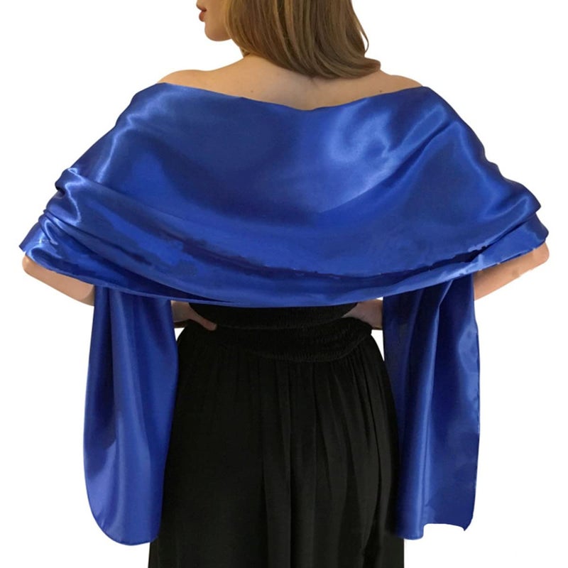 MLMW Royal Blue Shawl Wraps for Women Evening Dresses Formal Satin Shawl Wraps Dressy Extra Long for Wedding Party Bridesmaid Bridal Baby Shower Anniversary - Image 1